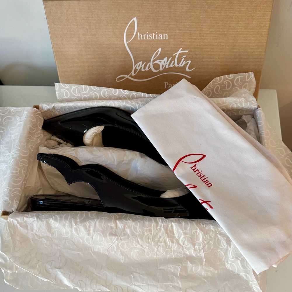 Christian Louboutin Hot Chick Patent Leather Slingback Flats